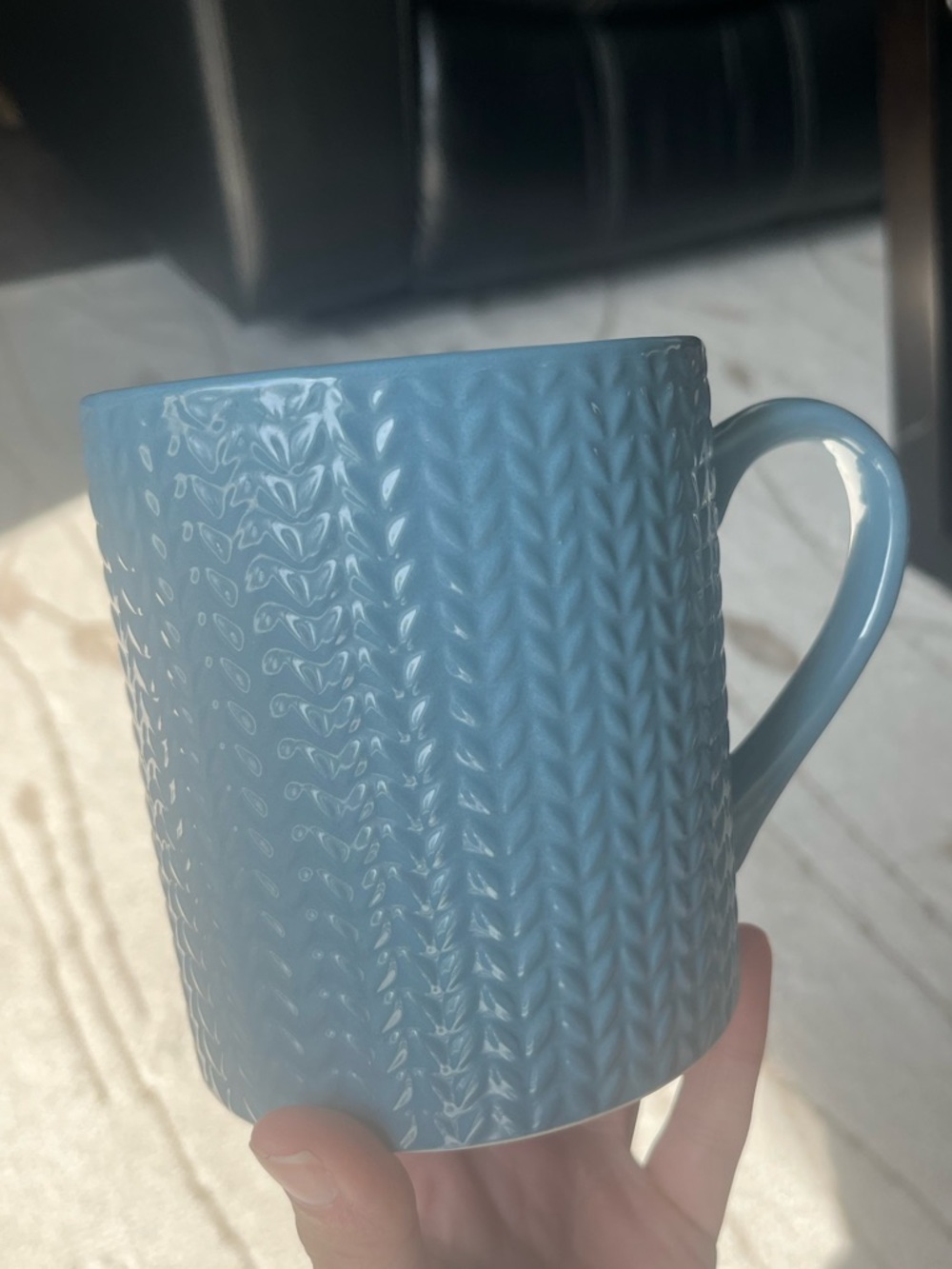 Textured Light Blue Ceramic Mug - Home Dining